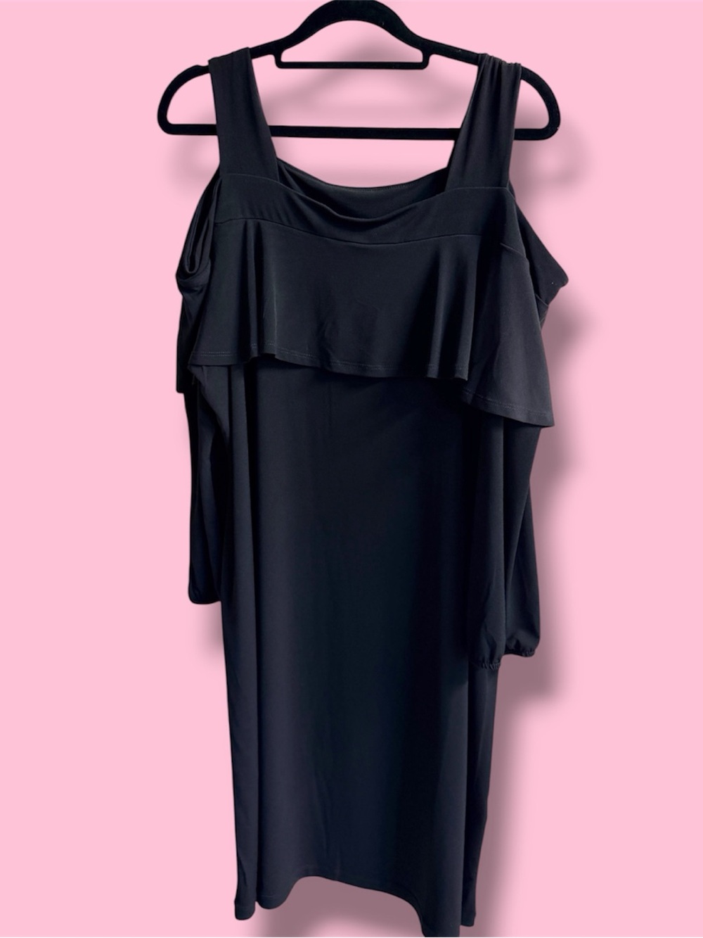 Chico's Black One-Shoulder Ruffle Shift Dress #13
